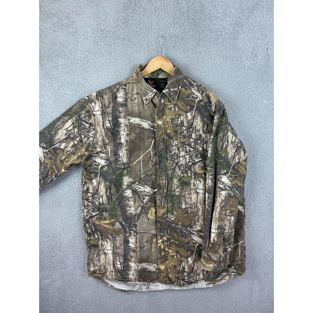Bushmaster Shirt Mens Large Brown Camo Cotton Ripstop Long Sleeve Hunting Mens